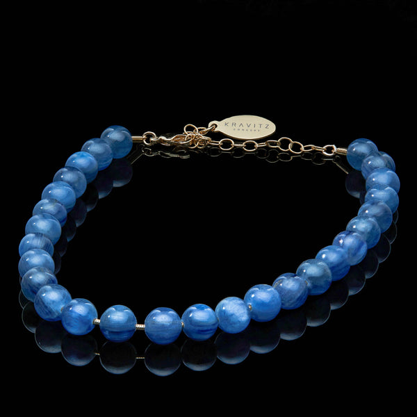 Kyanite Anklet, chain clasp, 7mm