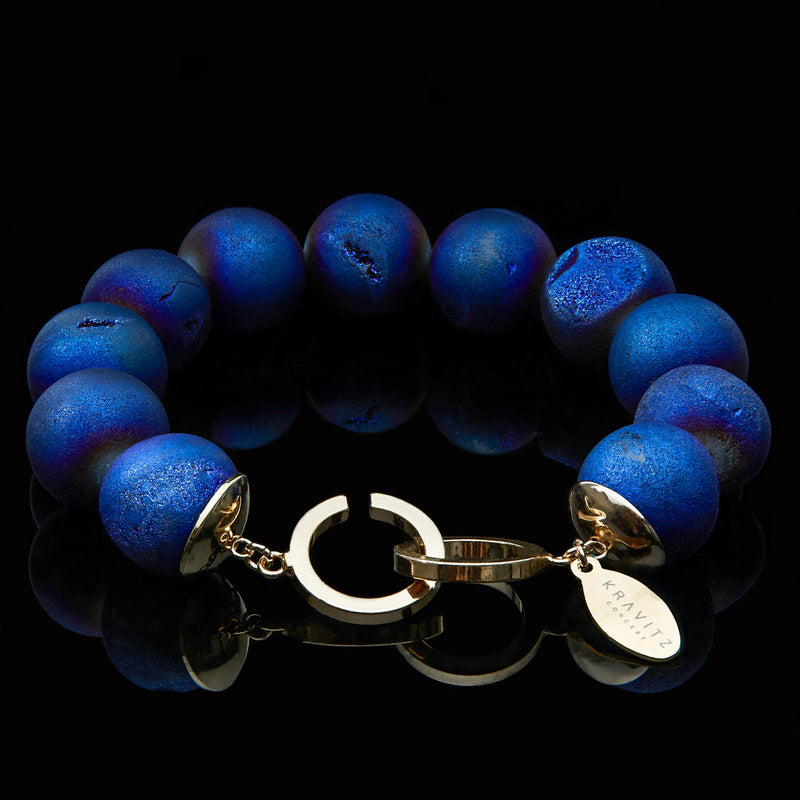 Druzy Quartz Blue Bracelet, 14mm