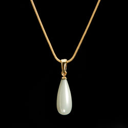 Faux Pearl Drop Snake Chain Pendant Necklace, 20mm