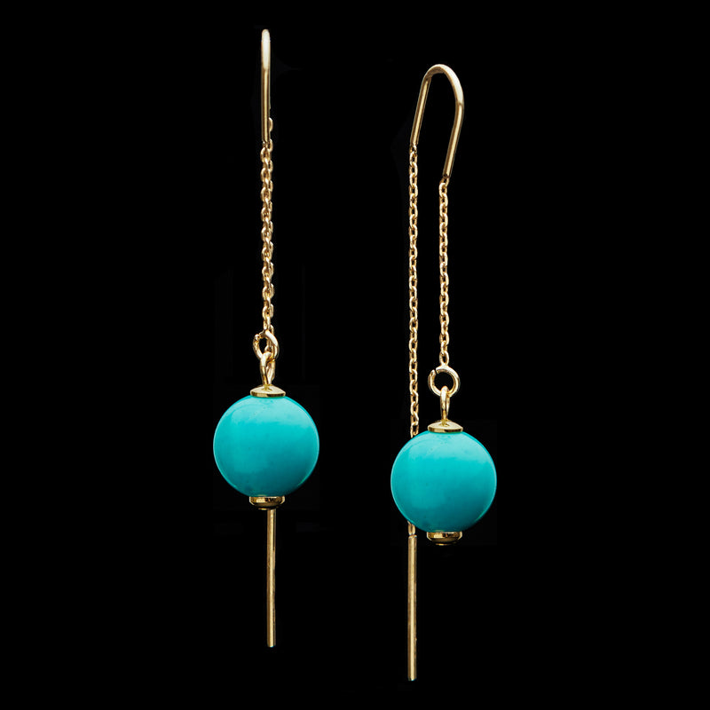 Chain Hook Reconstituted Turquoise Earrings, 12mm