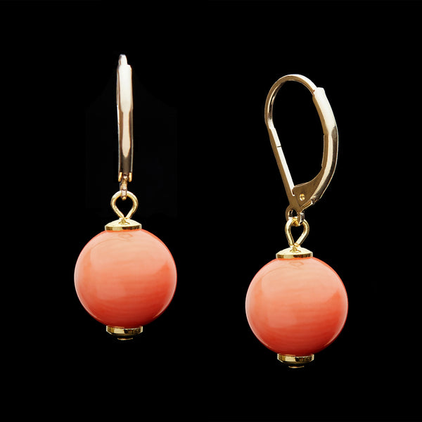 French Clasp Caribbean Coral Earrings, 12mm