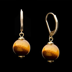 French Clasp Classic Tiger's Eye Earrings, 12mm
