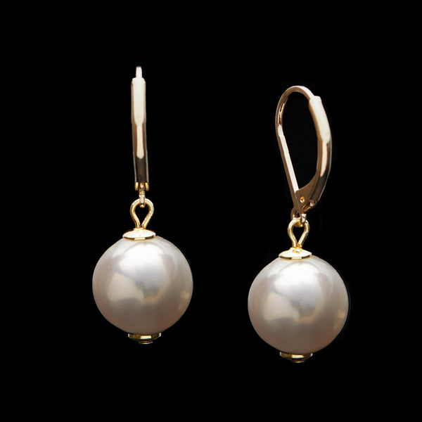 Französisch Verschluss Süßwasser Perlen Ohrringe, 10mm