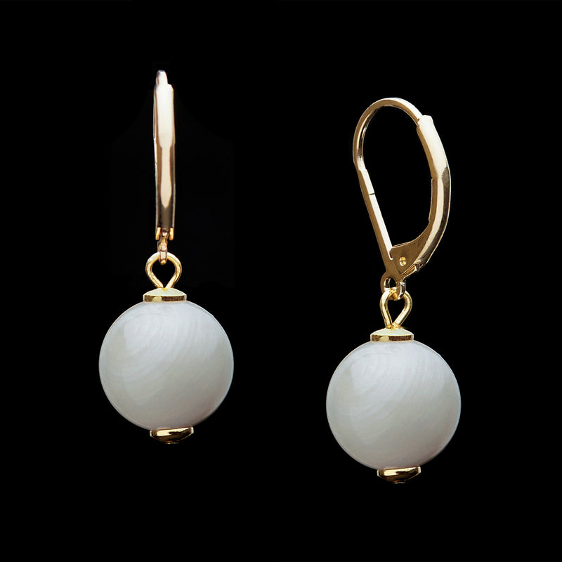 French Clasp Ivory Shell Earrings, 12mm