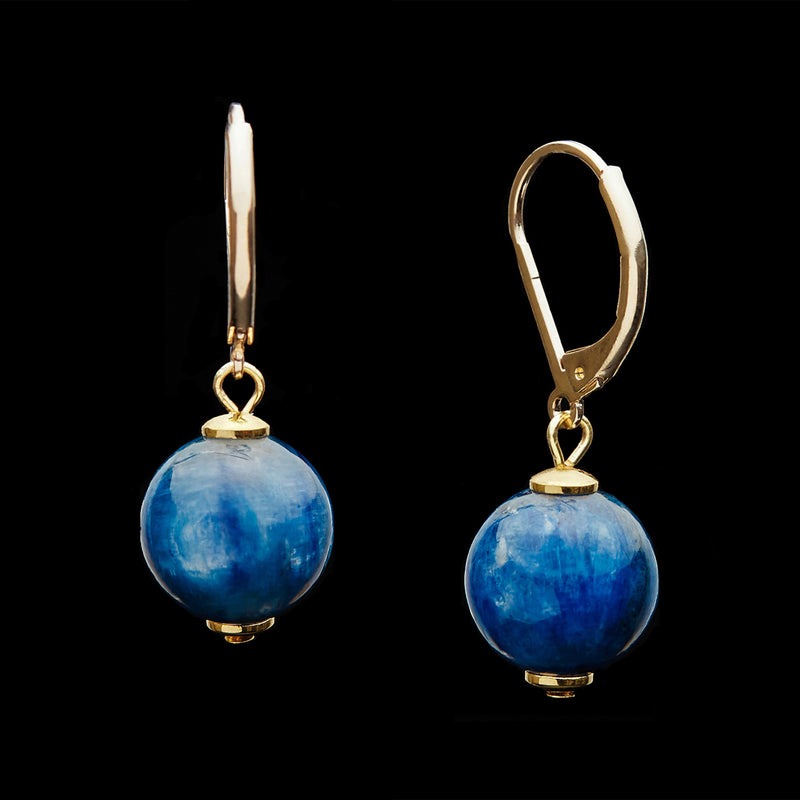 Boucles d'oreilles kyanite bleu foncé Premium fermoir, 12 mm