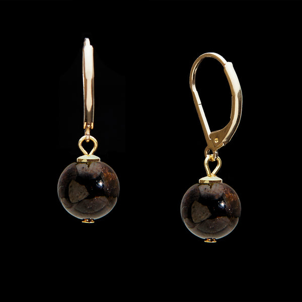 French Clasp Garnet Earrings, 10mm