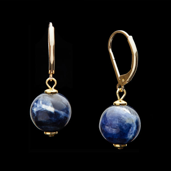 French Clasp Sodalite Earrings, 12mm