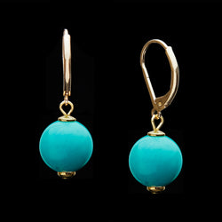 French Clasp Reconstituted Turquoise Earrings, 12mm
