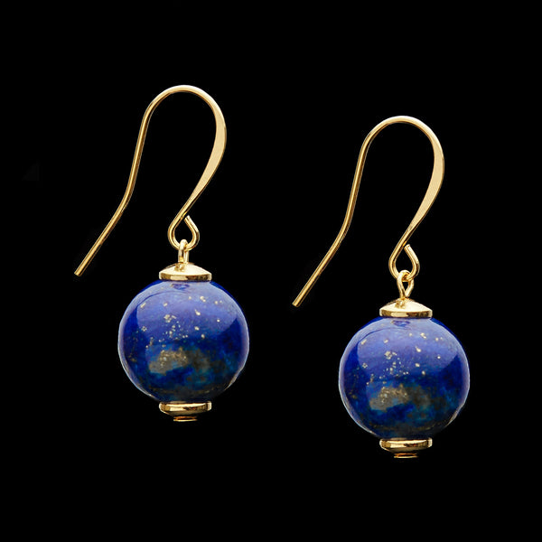 French Hook Lapis Lazuli Earrings, 10mm