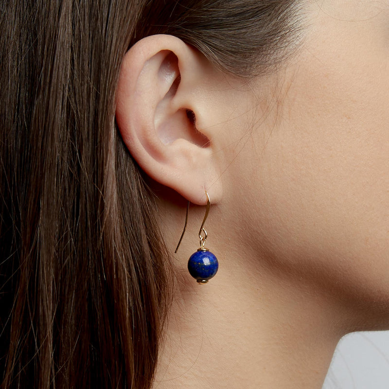 French Hook Lapis Lazuli Earrings, 10mm