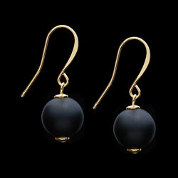 French Hook Black Matte Onyx Earrings, 12mm