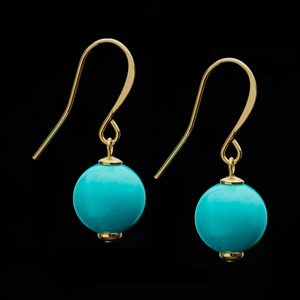 French Hook Reconstituted Turquoise Earrings, 12mm