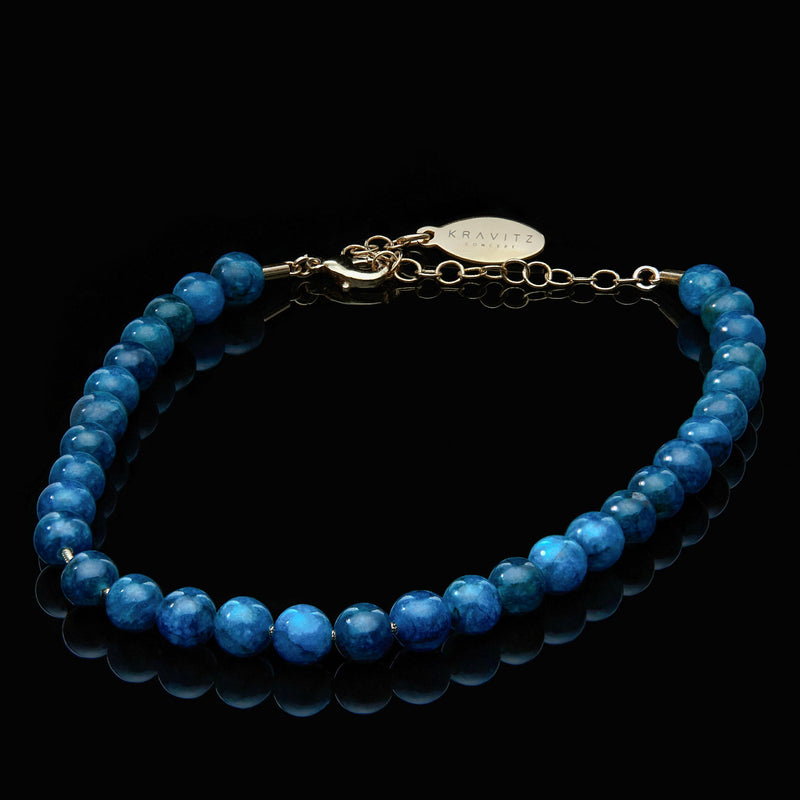 Blue Apatite Anklet, chain clasp, 6mm