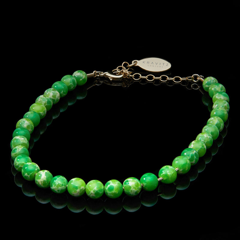 Lime Imperial Jasper Anklet, chain clasp, 6mm