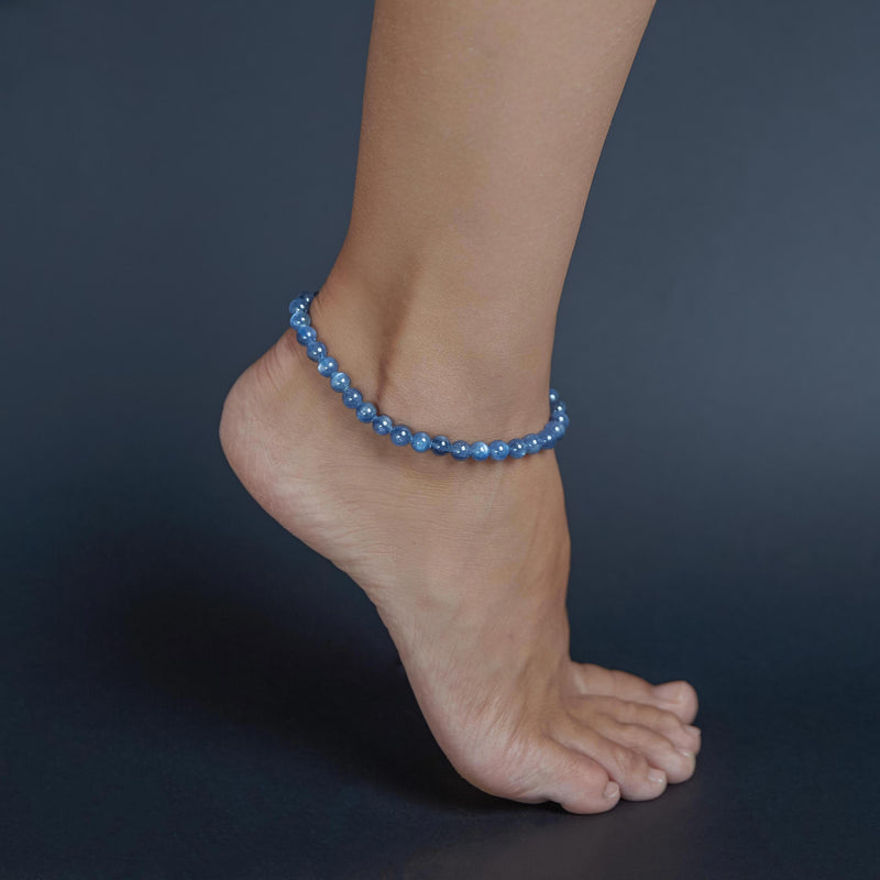 Kyanite Anklet, chain clasp, 7mm, premium