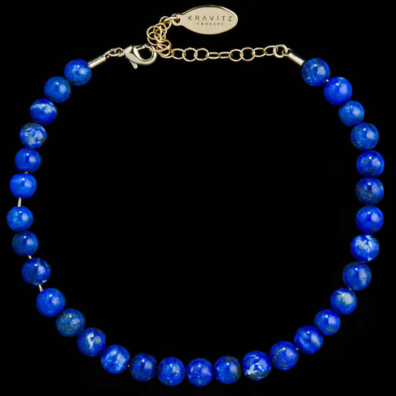 Lapis Lazuli Anklet, chain clasp, 6mm, beads