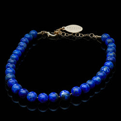Bracelet de cheville Lapis Lazuli, fermoir chaîne, 6 mm
