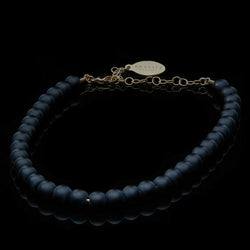 Black Matte Onyx Anklet, chain clasp, 6mm