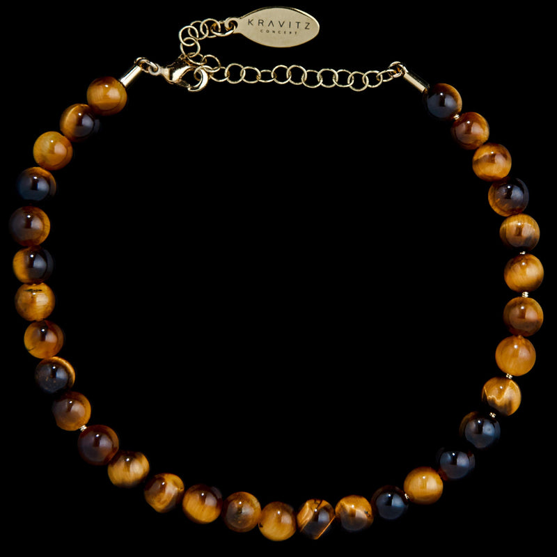 Classic Tiger's Eye Anklet, chain clasp, 6mm, premium jewelry