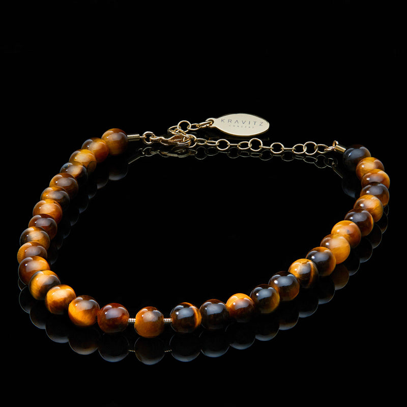Classic Tiger's Eye Anklet, chain clasp, 6mm