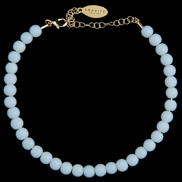 White Agate Anklet, chain clasp, 6mm, premium jewerly