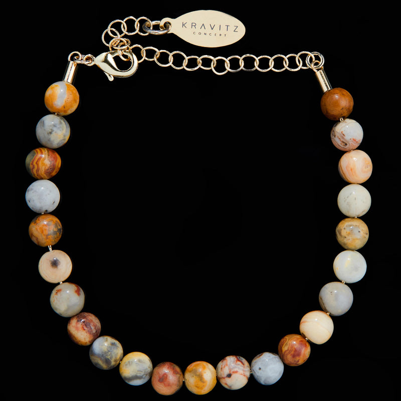 Crazy Agate Bracelet, chain clasp, 6mm, beads