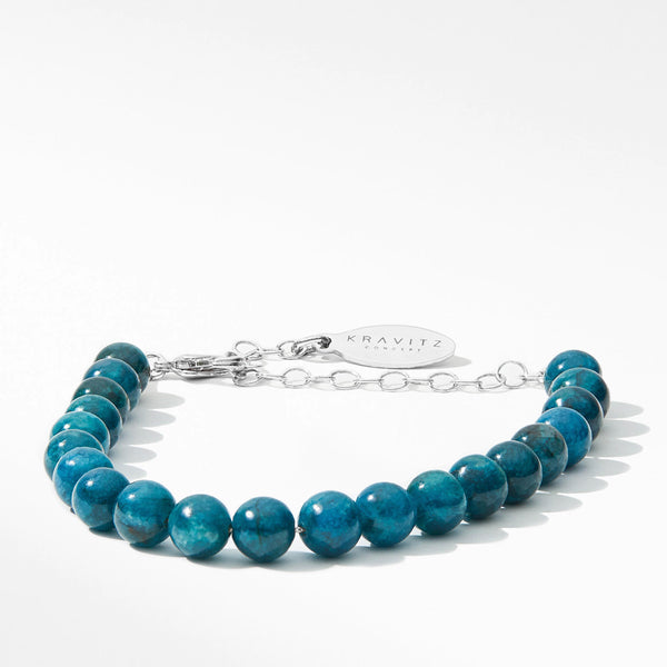 Blue Apatite Bracelet, chain clasp, 6mm