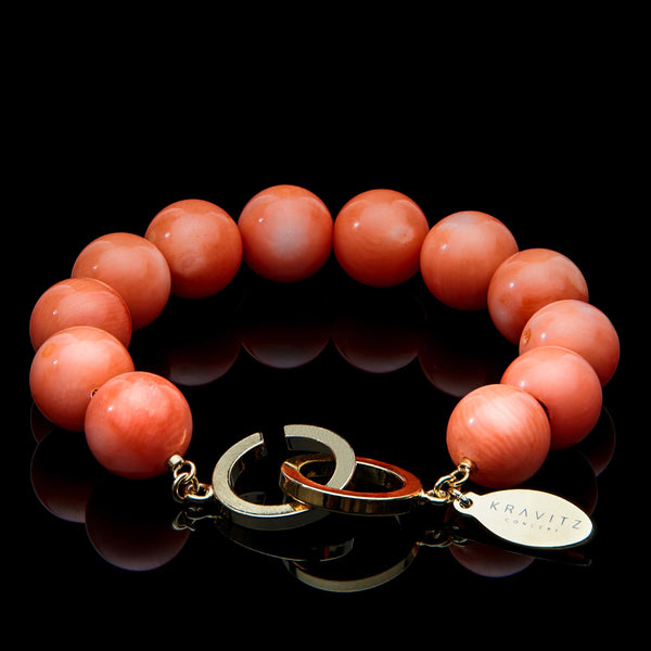 Orange Coral Bracelet, 12mm