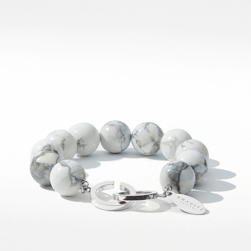 Bracelet Howlite blanc, 12 mm