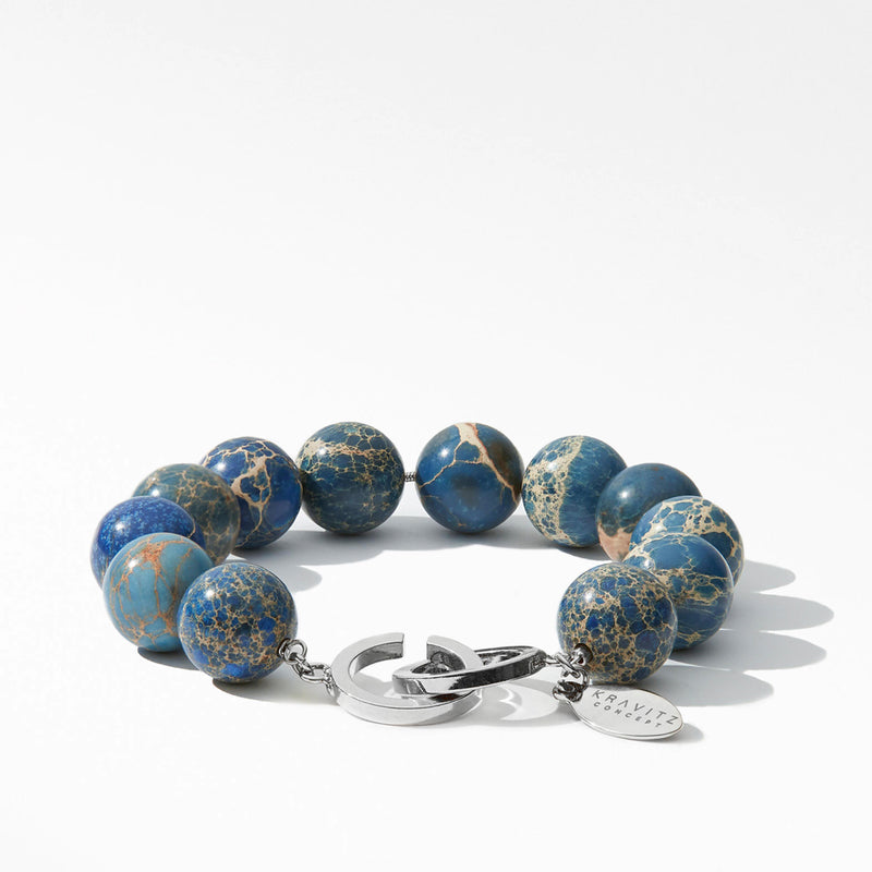 Bracelet jaspe impérial bleu foncé, 12 mm
