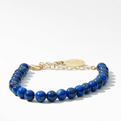 Bracelet Lapis Lazuli, fermoir chaîne, 6 mm