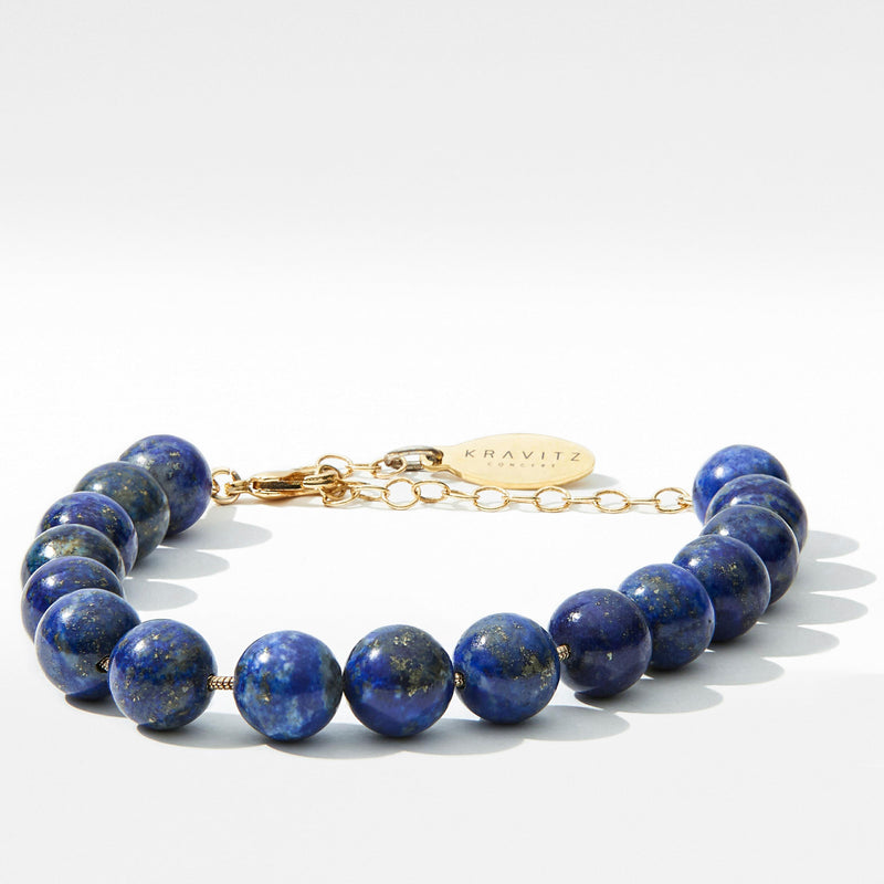 Bracelet Lapis Lazuli, clasqueur à chaîne, 8mm