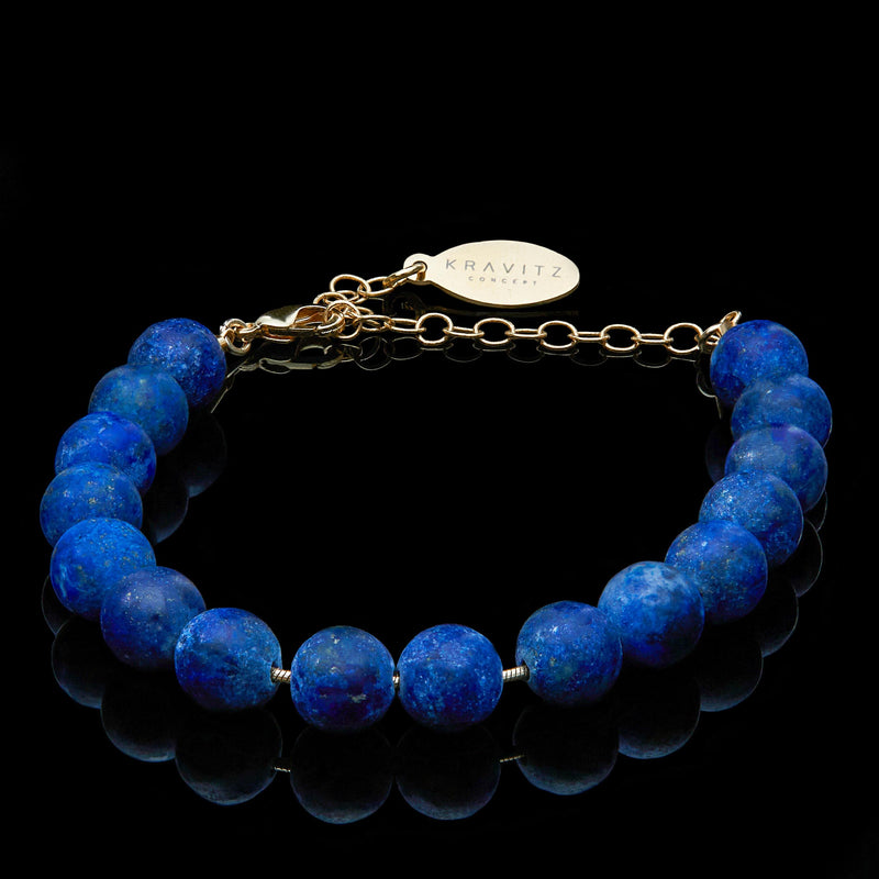 Matte Lapis Lazuli Bracelet, chain clasp, 8mm, beads