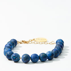 Matte Lapis Lazuli Bracelet, chain clasp, 8mm