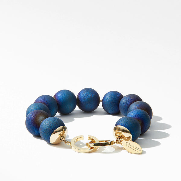 Bracelet bleu Quartz Druzy, 14 mm