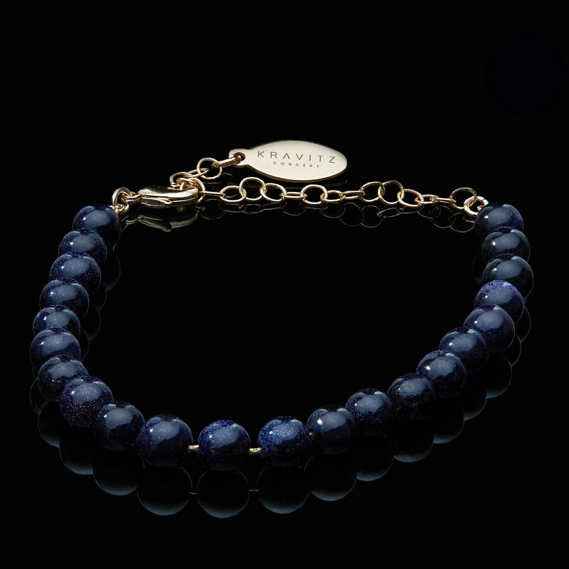 Black Sandstone Bracelet, chain clasp, 5mm
