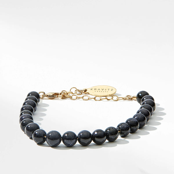 Black Sandstone Bracelet, chain clasp, 5mm