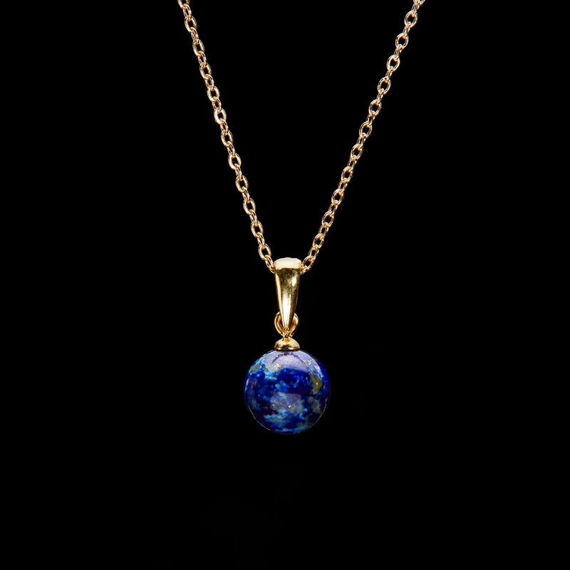 Lapis Lazuli Cable Chain Pendant Necklace, 10mm