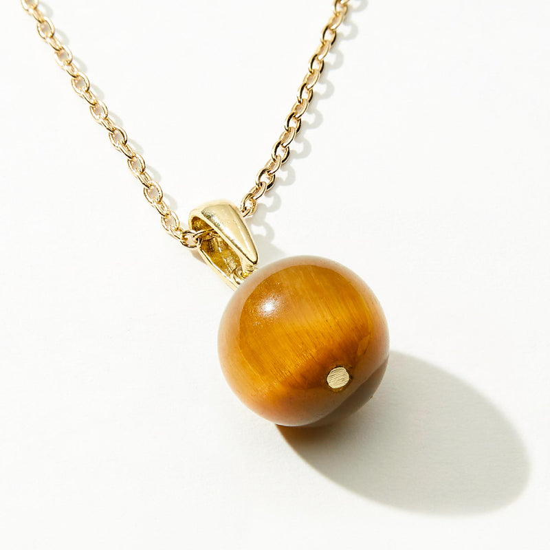 Tiger's Eye Cable Chain Pendant Necklace, 14mm