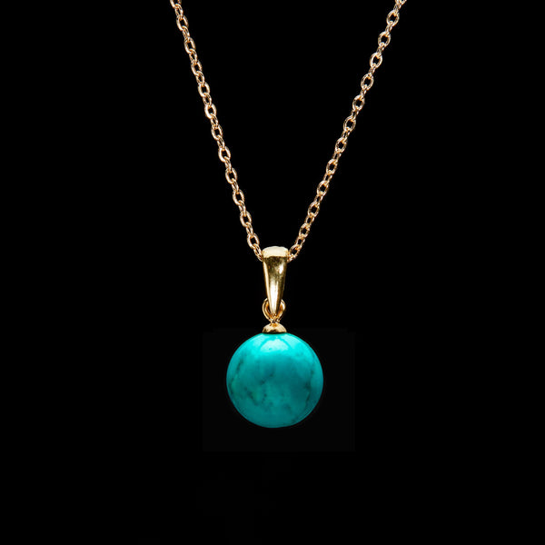 Reconstituted Turquoise Cable Chain Pendant Necklace, 12mm